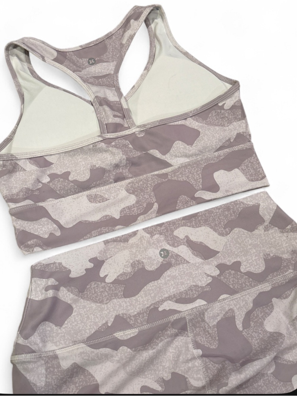 RBX Women’s Camo Active Leggings & Sports Bra Set Taupe Tan Beige Workout Size L - Picture 4 of 5